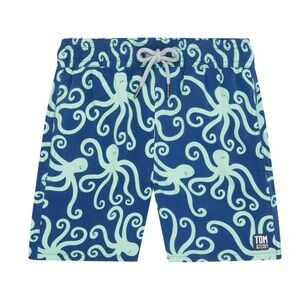 Tom & Teddy Octopus Swim Trunk Navy & Mint 1/2 Years Old